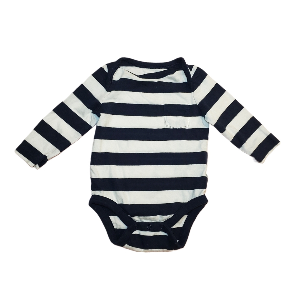 Baby Gap 3-6m Navy & White Striped Long Sleeve Bodysuit